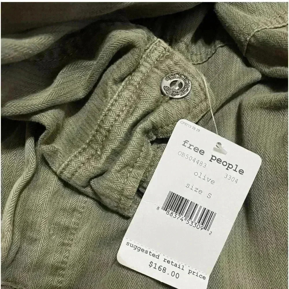 Free People Military Beaded Shirt Jacket Button Up Collard NWT Size Small - Picture 7 of 8
